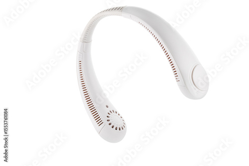 Wallpaper Mural White neck fan isolated on white background. Rechargeable portable adjustable neck fan. Full depth of field. Torontodigital.ca