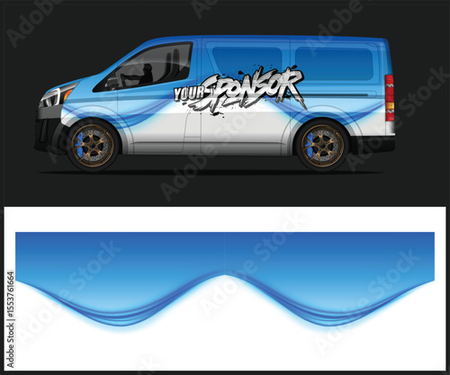 Blue and White Van Wrap Design Template Stylish