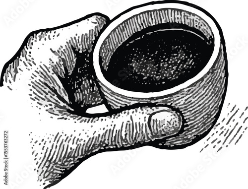 Hand gripping a cup by placing the thumb on the rim and fingers beneath—balanced and relaxed hold