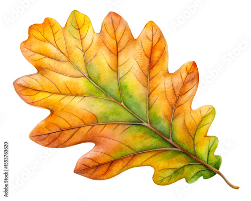 Hand Painted Oak Leaf Element