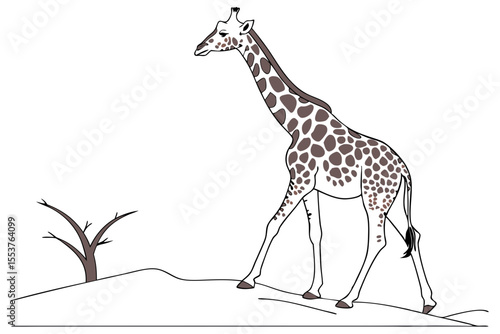 Cute Giraffe Art on White Background