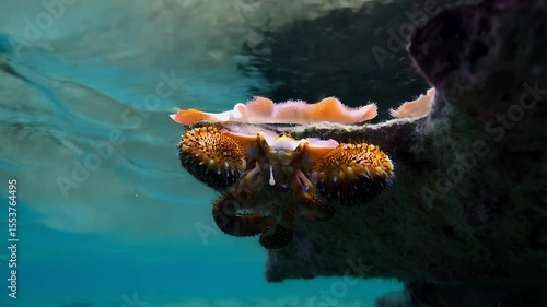 Undersea crustacean with coral-like growths.