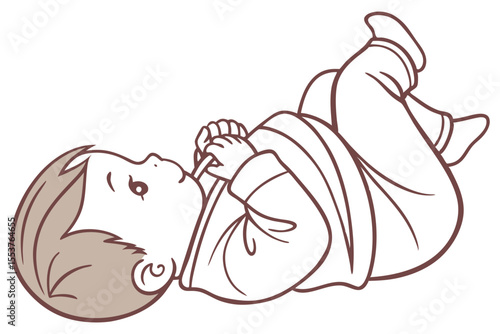 Cute Baby on White Background Illustration