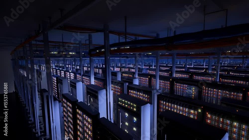 Server room interior at night