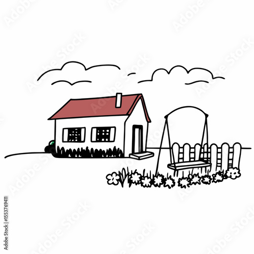 Real estate concept logo featuring a house with a roof and window, a perfect symbol for a property business
