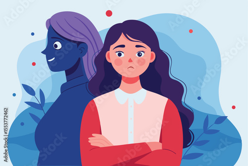 Understanding the complexities of imposter syndrome through vector illustration highlighting feelings of self-doubt and comparison in personal and professional life