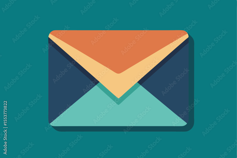 Simple geometric design of a flat envelope icon featuring a distinct triangular flap in muted colors set against a solid background suitable for digital or print use Simple geometric design of a flat envelope icon featuring a distinct triangular flap in muted colors set against a solid background suitable for digital or print use
