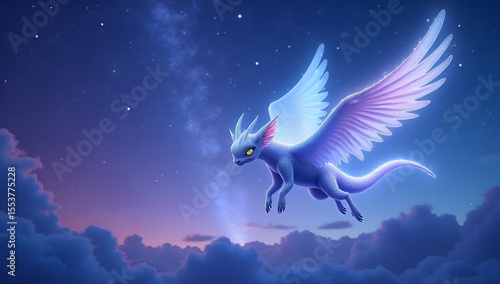Celestial Soaring: A Winged Marvel at Night