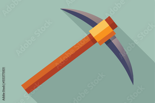 Flat pickaxe tool with a geometric blade in vibrant colors designed for mining activities during daylight