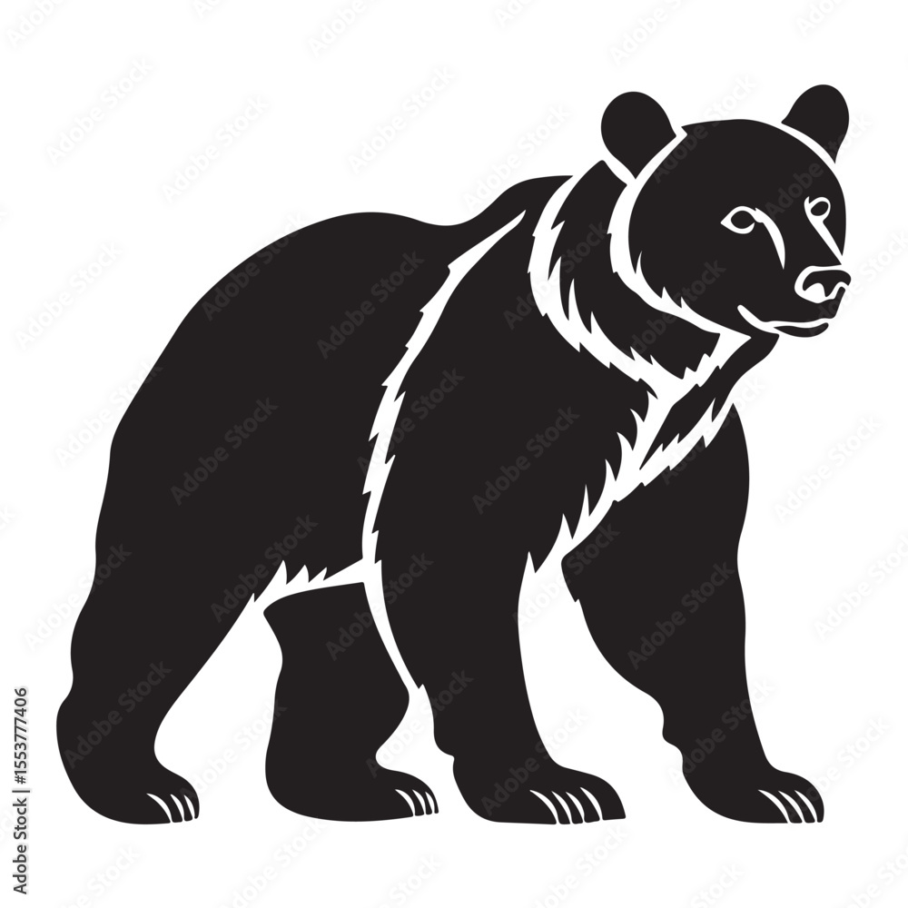 Obraz premium Black bear silhouette isolated on white 