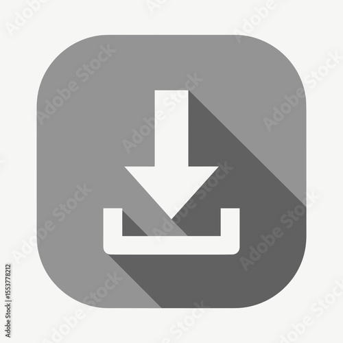 Download icon with downward arrow in gray minimalist design  