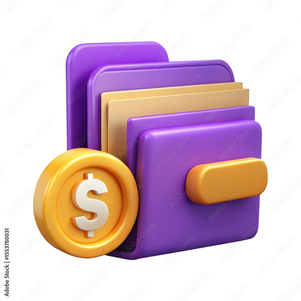 3d rendered wallet with coin isolated on transparent background 3d rendered wallet with coin isolated on transparent background