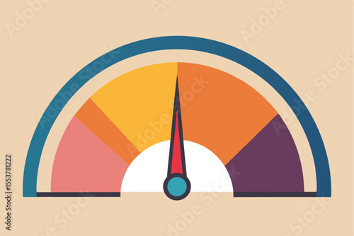 Stylish barometer dial design featuring colorful segments and a precise needle indicating atmospheric pressure