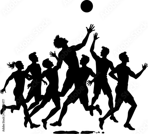 american football players, silhouette, catch, catching, jump, jumping, ball, sport, team,  vector