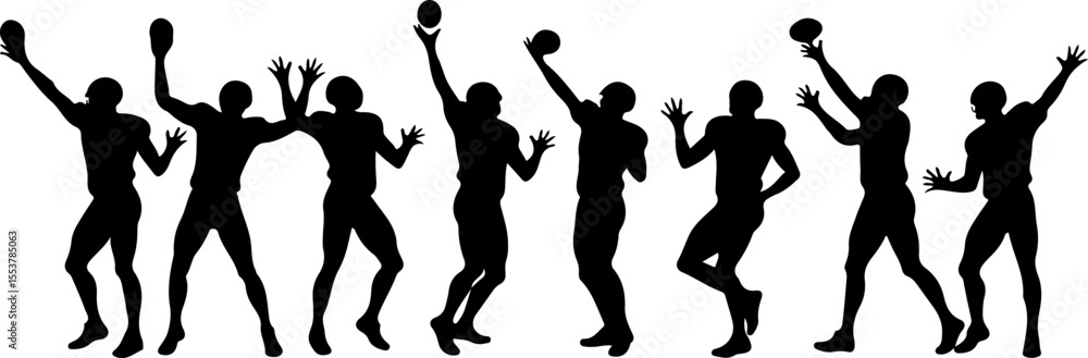 Fototapeta premium American football jump, jumping, ball, sport, team, vector