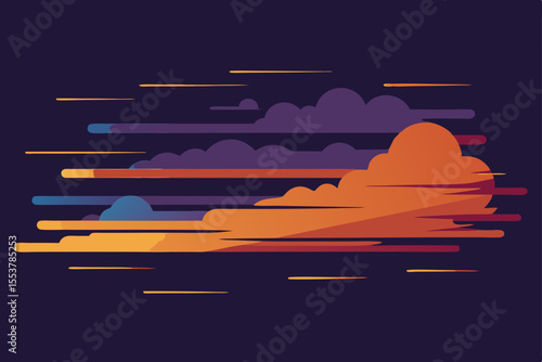timelapse style streaks of clouds in dusk colors 