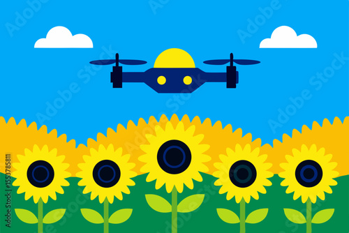 drone shot over endless sunflower plains