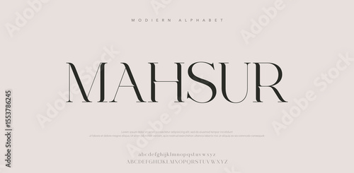 Mahsur Classy elegant font, vintage type or luxury premium typeface, vector English royal alphabet. Classic typography in modern or old art deco style, serif letters for modern or retro poster font
