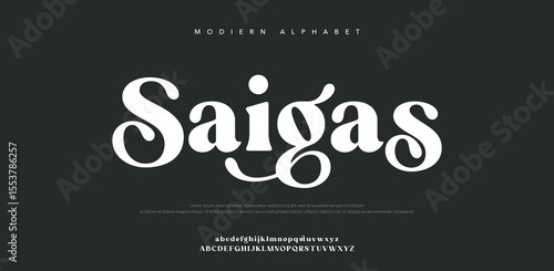 Saigas Modern minimal logo alphabet font. Typography abstract sans serif technology, electronic, movie, future, creative logos fonts. vector illustration 
