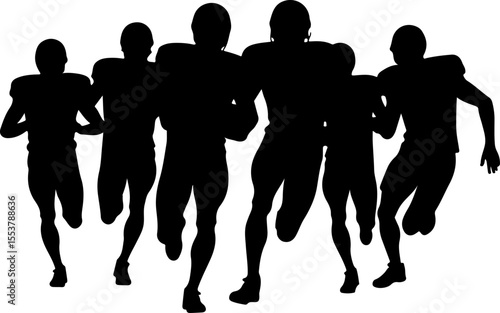 american football, players, silhouette, jump, jumping, ball, sport, team, vector bundle