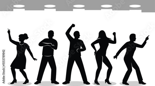 Jazz Club Silhouette Ensemble – Five Dynamic Dancers