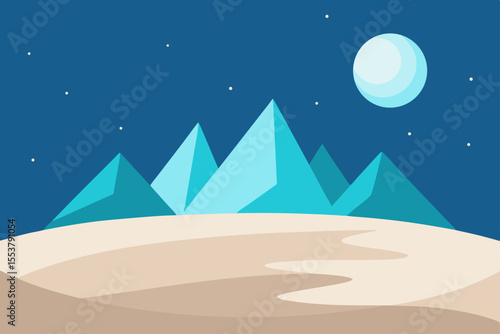  equidistant projection of snow desert with fantasy