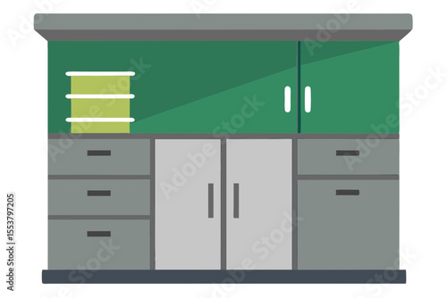 Minimalist Kitchen Cabinet Vector with Ample Storage