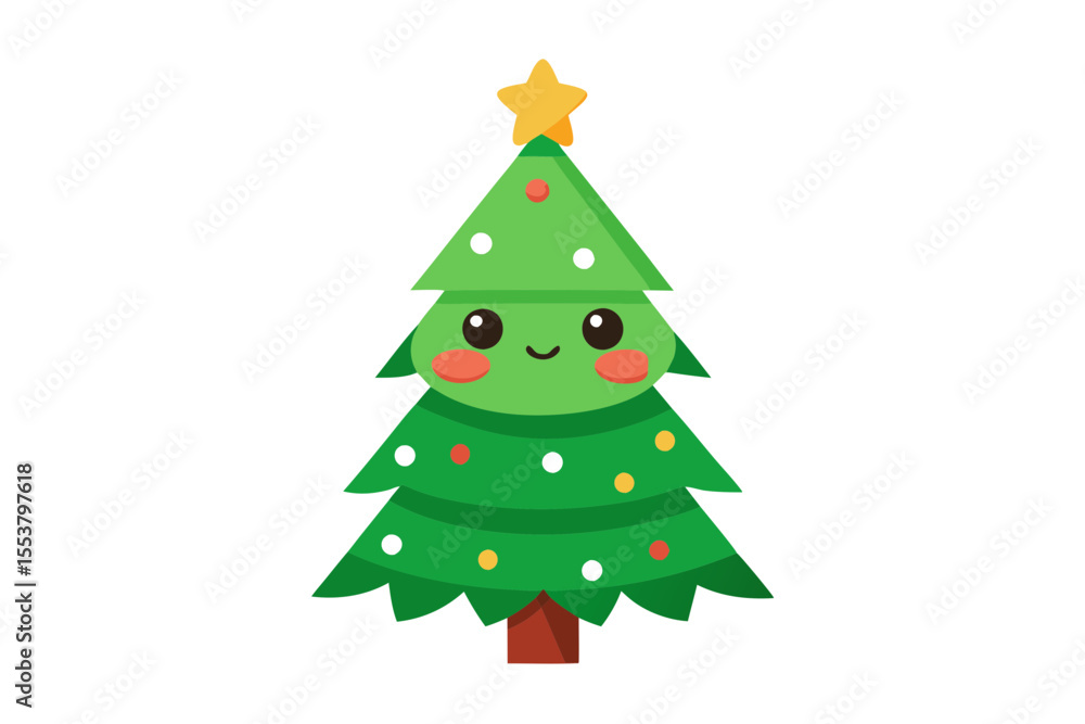 Adorable Christmas Tree Vector on White Background Adorable Christmas Tree Vector on White Background