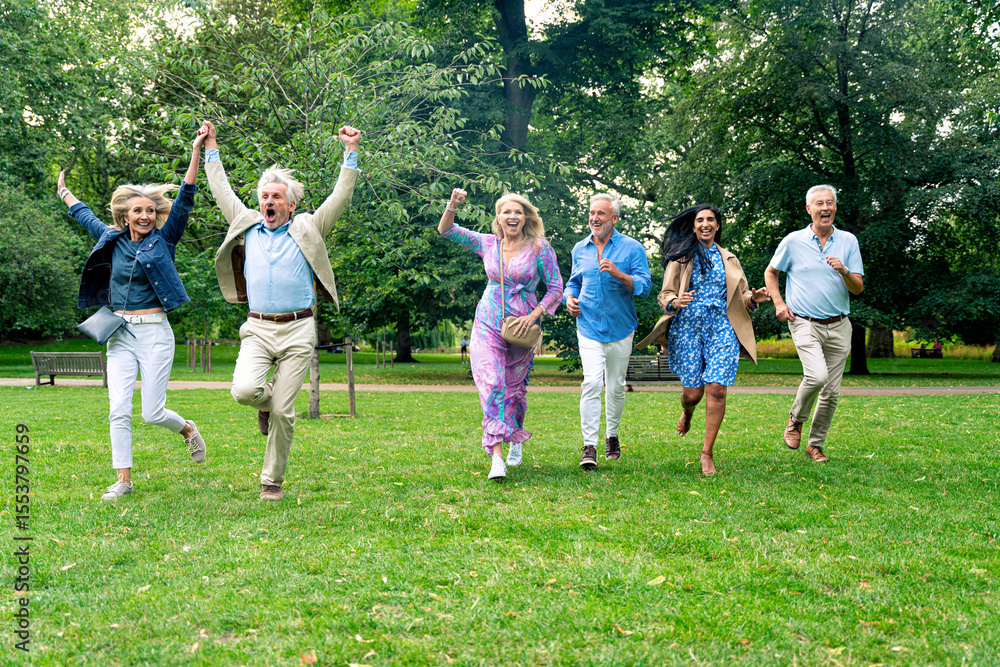 Obraz premium Senior group old buddies reunion in London