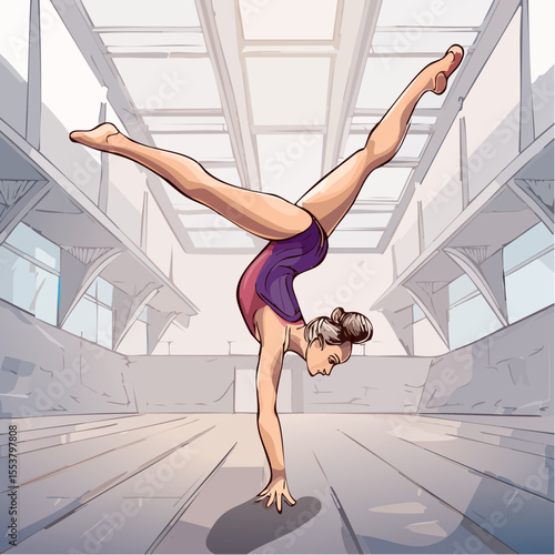 Young Female Gymnast Executing a Back Flip 6