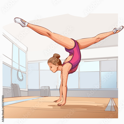 Young Female Gymnast Executing a Back Flip 16
