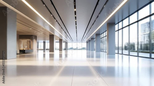 Wallpaper Mural Modern Empty Office Hallway With City View Torontodigital.ca