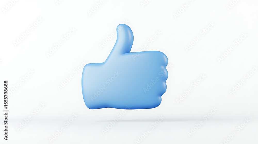 Blue thumbs up gesture. Symbol for positive feedback, agreement, or approval. Rendered with smooth, rounded edges and a soft, simple design on plain white background. Blue thumbs up gesture. Symbol for positive feedback, agreement, or approval. Rendered with smooth, rounded edges and a soft, simple design on plain white background.