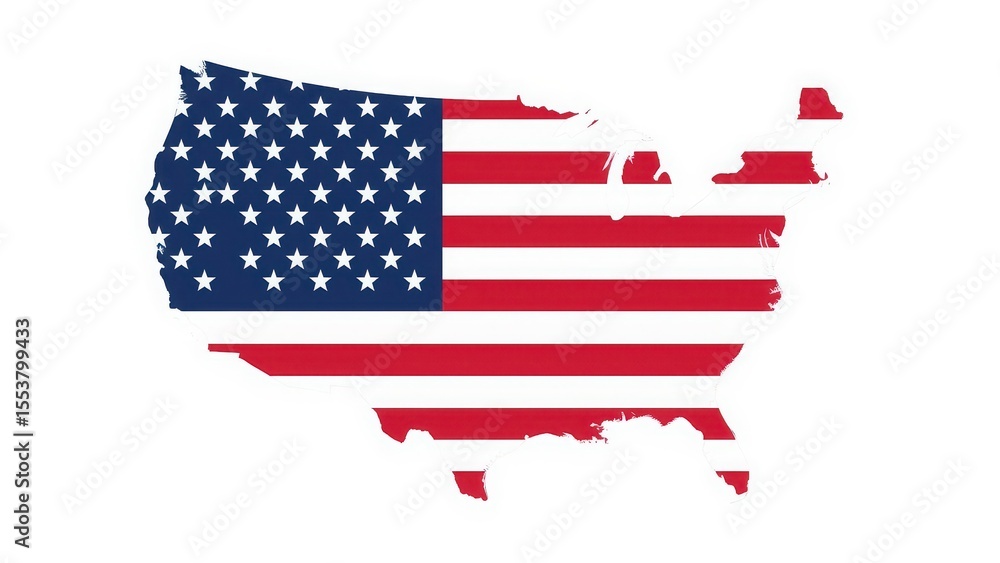 United states map filled with american flag design on a white background illustration image view United states map filled with american flag design on a white background illustration image view