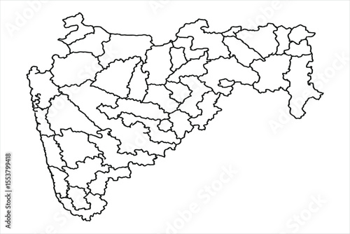 Simple outline map of Maharashtra, India.