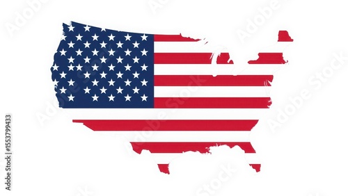 United states map filled with american flag design on a white background illustration image view