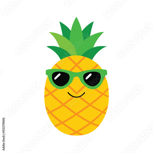 Stylish pineapple wearing sunglasses chilling Vector illustration