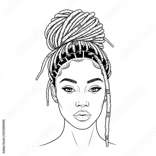 Dreadlocks pulled into half-up bun — textured and natural Chic woman with dreadlocks hairstyle showcasing modern elegance and cultural style