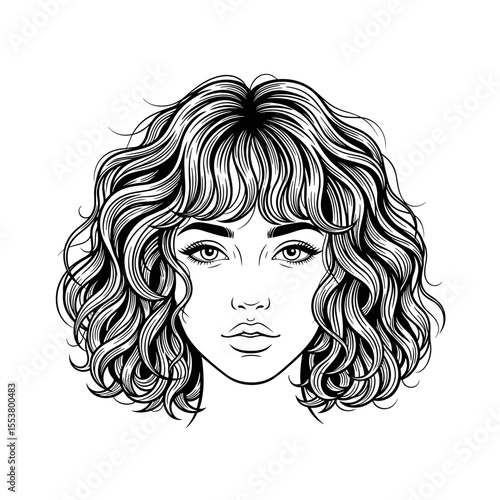 Curly bob with defined natural texture and soft shading Attractive woman with curly hair showcasing her vibrant personality in a modern style