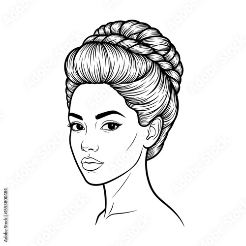 Graceful woman with an intricately braided updo showcasing elegance and charm Updo with twisted sections 