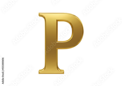 Golden Letter P Elegant Typography Design Element isolated on transparent background