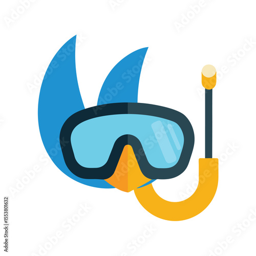 Snorkel fins and diving mask ready for swim Vector illustration