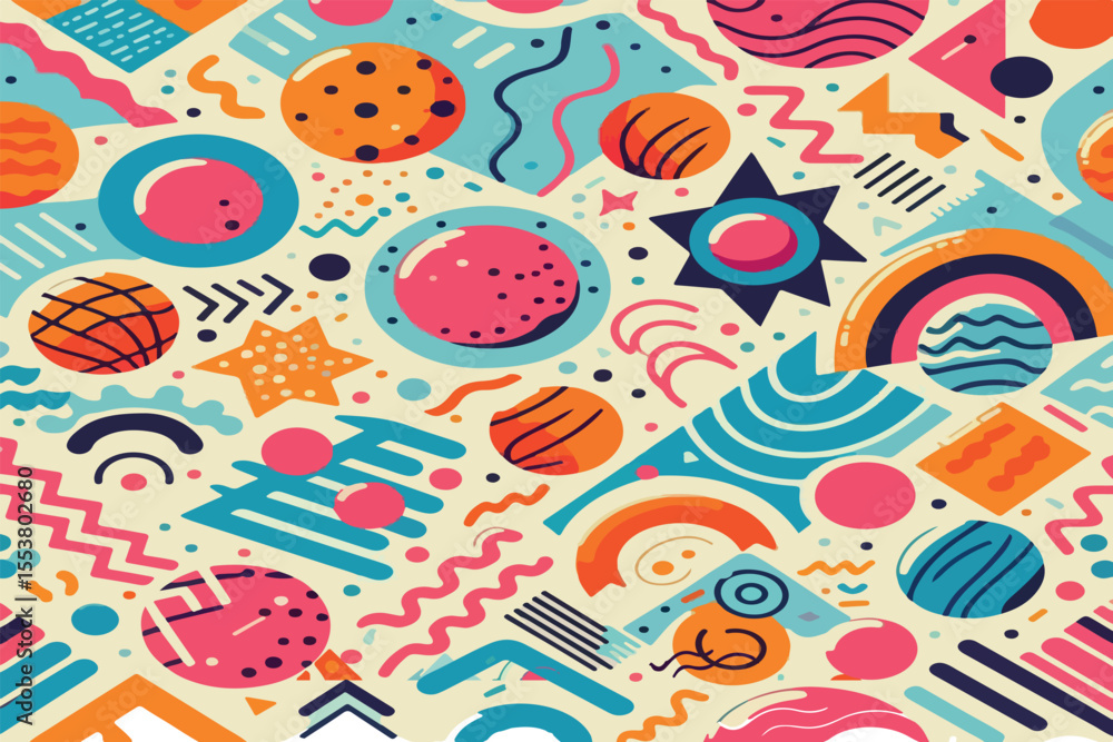 Naklejka premium Seamless Memphis Geometric Pattern vector .