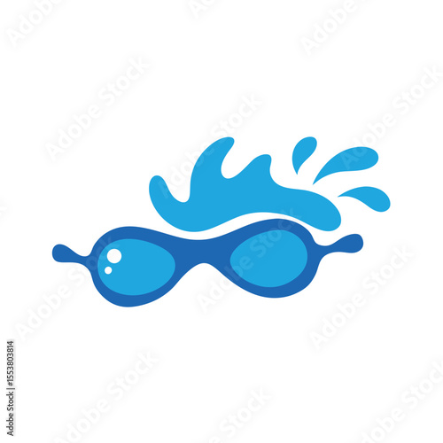 Swimming goggles splashing with water drops Vector illustration