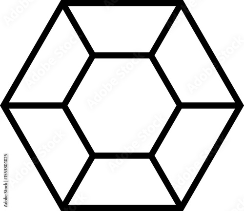 Polygon encased in a thick outline with an additional polygon shape constructed at the center.