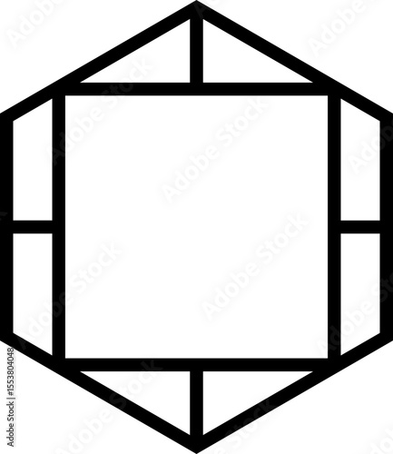 Polygon with thick border featuring a centrally placed square formed by internal line intersections.