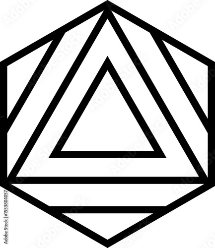 Polygon designed with a thick outer line and interior filled by multiple intersecting triangles.