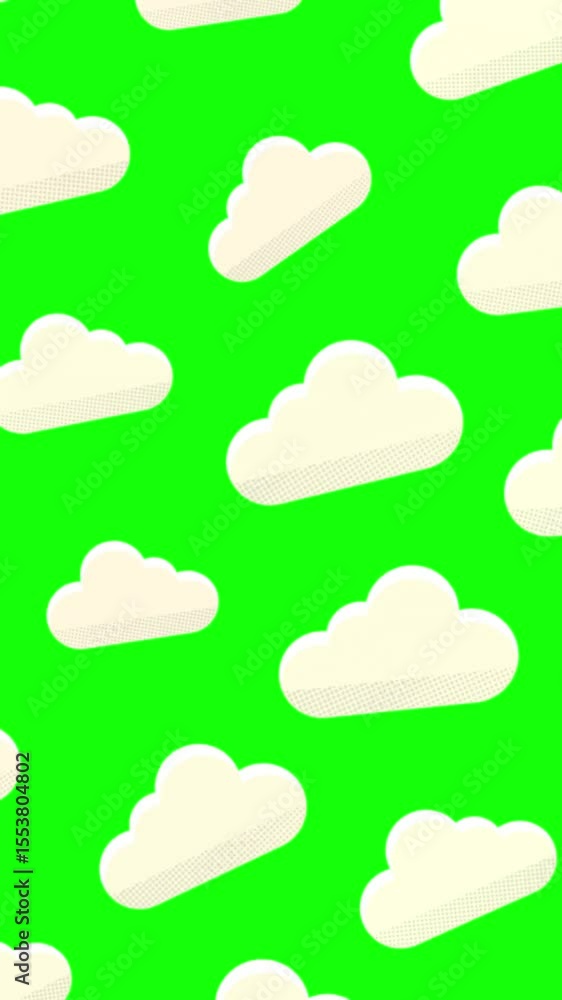 Cloud Symbols Pattern Animation with Chroma Key Green Screen. Loop ...