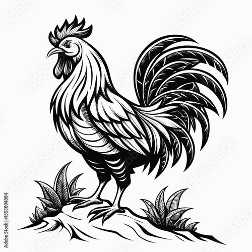 rooster isolated on white background