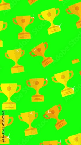 Trophy Symbols Pattern Animation with Chroma Key Green Screen. Loop-ready Stop Motion. Perfect for vertical overlays and motion backgrounds.
